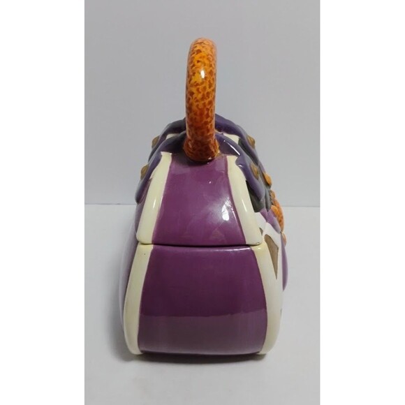 DAVIDS COOKIES PURPLE PASSION HANDBAG CERAMIC COOKIE JAR W MATICHING TREAT JAR - Picture 4 of 10